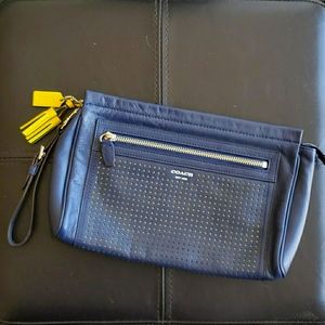 EUC Coach Legacy Navy large wristlet clutch